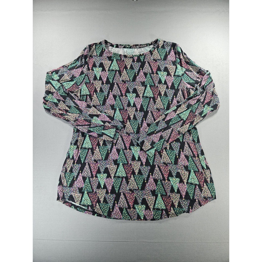 Apt 9 Women's Large Christmas Tree Holiday Long Sleeve Top Soft Geometric L